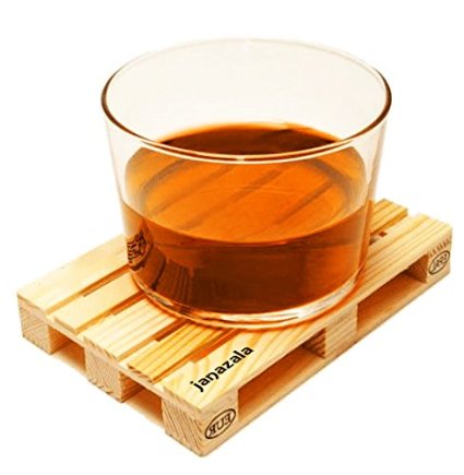 Janazala 4 Miniature Pallet Wood Beverage Drink Coasters. Wine Coasters For Wine Glasses and Bottles, Whiskey, Beer Cocktail Glasses Coasters. Suitable For Bar, Home and Office