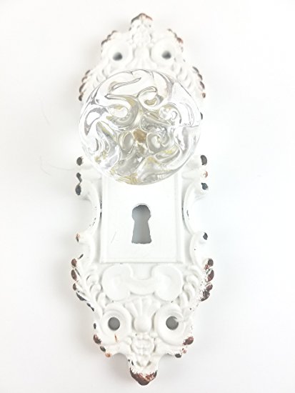 Decorative Pewter Wall Hook, Vintage Door Knob Style (Cream/White), 1 Piece