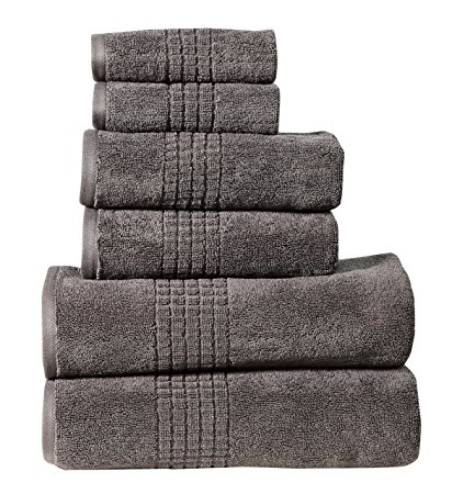 650 GSM Luxury 6-Piece 100%Long Staple Combed Cotton Bath Towel Set(GRANITE); 2 Bath Towels,2 Hand Towels,2 Washcloths,Hotel & Spa Towels,MOSAIC,Terry,Soft & Absorbent by Dream Castle Linens