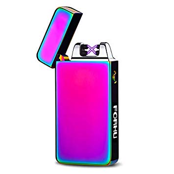 FORHU Windproof Dual Arc electric lighter USB rechargeable (Rainbow ice)