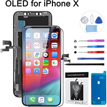 BeeFix for iPhone X Screen Replacement GX OLED 5.8 inch Black [NOT LCD] Touch Screen Digitizer Repair Kit Assembly with Complete Repair Tools and Screen Protector
