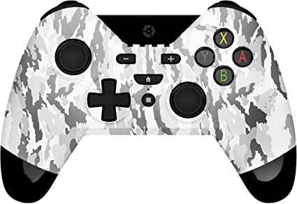 Gioteck WX4 - Wireless Bluetooth Controller for Nintendo Switch - Compact controller for Switch/Switch Lite/PC - Vibration - 12 hours battery life with LED Battery Level - Colour Camo Grey