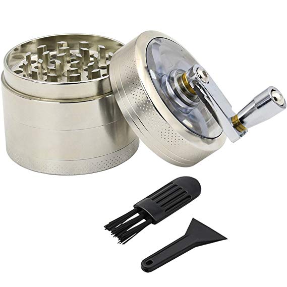 woleyi Crusher 4 Piece Herb Grinder with Handle 2.1 inch for Pepper and Spice