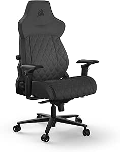 Corsair TC500 Luxe Gaming Chair – Premium Breathable Fabric – Wide Seat – Five-Way Adjustable Armrests – Adjustable Built-in Lumbar Support – 90-160 Degree Recline – Shadow