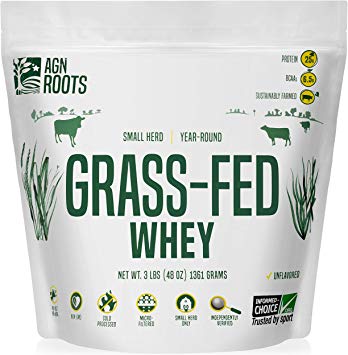 AGN Roots Grassfed Whey Protein | Certified Brand List ASPCA | Certified Entire Life On Pasture Grass Fed | Unflavored | Informed Choice & Sport | Sustainably Farmed | Certified by A Greener World
