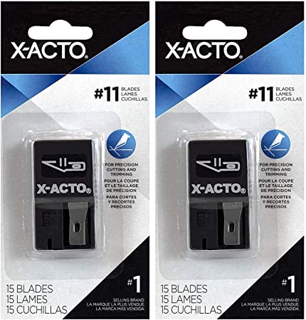 2-Pack - X-ACTO X411 Knife Blades with Dispenser Size 11 Blades, 15 Pieces each