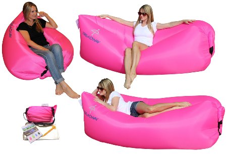 Inflatable lounger, sofa & chair in one! FREE inner-tube & FREE tent peg. Quality rip-stop, handy carry bag. Easy & fast to inflate. Hangout/air bag/air chair hammock/laybag/air sofa by Treadway.