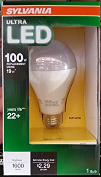 Sylvania 79075 19-Watt (100W Equivalent) A21 Medium Base Dimmable LED Bulb, Soft White