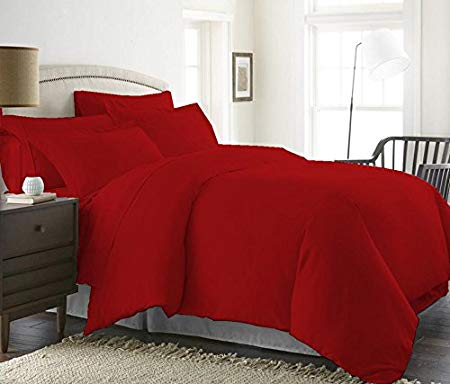 Bed Alter 1000 Thread Count Duvet Cover Set 3 Piece with Zipper & Corner Ties 100% Egyptian Cotton Hypoallergenic (1 Duvet Cover 2 Pillow Shams) (Queen/Full, Blood Red)