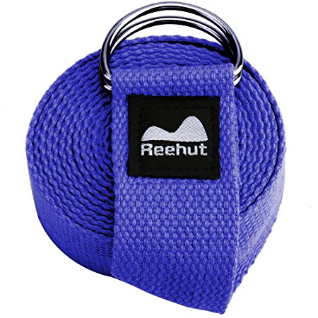 Reehut Fitness Exercise Yoga Strap (6ft, 8ft, 10ft) w/ Adjustable D-Ring Buckle for Stretching, Flexibility and Physical Therapy