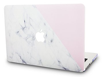 KEC MacBook Air 13 Inch Case Plastic Hard Shell Cover A1369 / A1466 (White Marble with Pink)