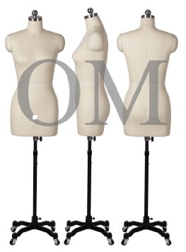 Female Sewing Dress Form Mannequin Fully Pinnable with Magnetic Removable Shoulders on Rolling Base Size 6