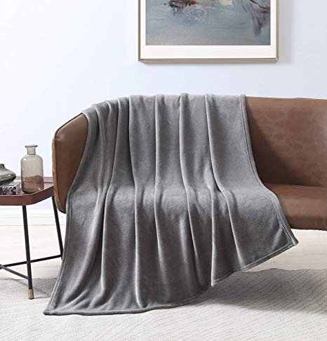 Love's cabin Flannel Fleece Blanket Throw Size Grey Throw Blanket for Couch, Extra Soft Double Side Fuzzy & Plush Summer Blanket, Fluffy Cozy Blanket for Adults Kids or Pet (Lightweight,Non Shedding)