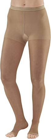 Ames Walker AW Style 15OT Sheer Support 15 20mmHg Moderate Compression Open Toe Pantyhose Beige Medium Relieves Pain of Tired Aching Legs Reduces Volume of varicose Veins