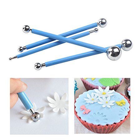 CCINEE Metal Ball Cake Decorating Tool for Flower Paste,4 Pieces