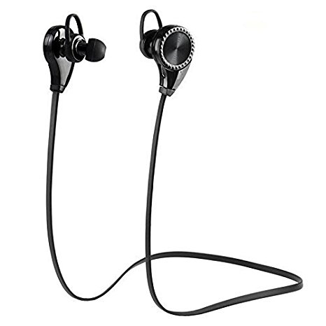 Bluetooth Headphones, Bluetooth Earbuds V4.1 Wireless Sports Headphones Sweatproof Running Gym Stereo Headsets Built-in Mic/APT-X for iPhone 6s 6s plus Galaxy S6 S5 and Android Phone (Black)