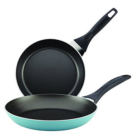 Farberware Dishwasher Safe Nonstick Twin Pack Skillet Set, 8"/10", Aqua