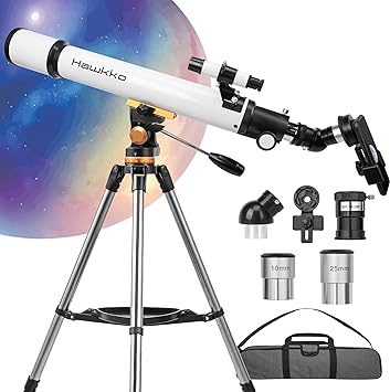 Hawkko Telescope, Telescopes for Adults Astronomy, 70mm Aperture and 700mm Focal Length, 28X-210X, Telescope for Kids and Beginners with Finderscope and Tripod to Viewing Planets and Stars