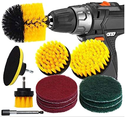 12 Pcs Drill Brush Attachment Set for Cleaning - Power Scrubber, Drill Brush Pad Sponge Kit with Extend Attachment, for Cleaning Bathrooms, Kitchens