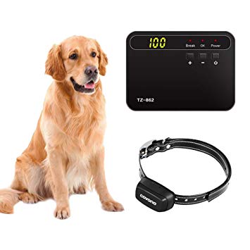 COVONO Underground Dog Fence System,Invisible Electric Dog Fence (In Ground Pet Containment System,650Ft Wire,Waterproof,Rechargeable Collar,Static/Tone Correction)