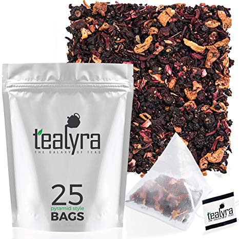 Tealyra - Grandma's Garden Berry - 25 Bags - Fruit Tea Blend - Hibiscus and Berries Based Herbal Loose Leaf Tea - Vitamines Rich - Caffeine-Free - Pyramids Style Sachets