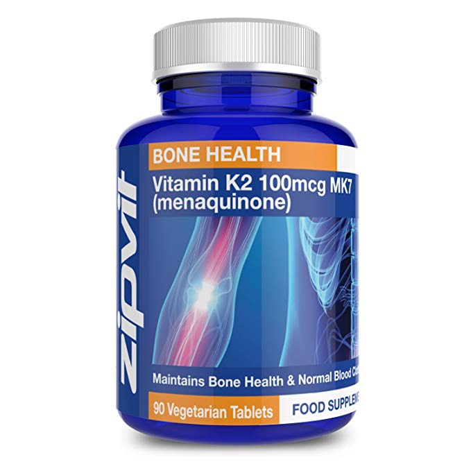 Vitamin K2 MK7 Menaquinone 100mcg | 90 Vegan Tablets | Vitamin K MK-7 Supplement Supports Bone Health