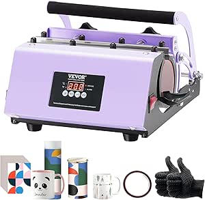 VEVOR Tumbler Heat Press Machine, 11-30oz Mug Press, Heat Up Fast and Even, Tumbler Press with Sublimation Paper, Tape and Gloves, Temp and Time Setting, for Sublimation Tumblers, Cups, Mugs, Purple