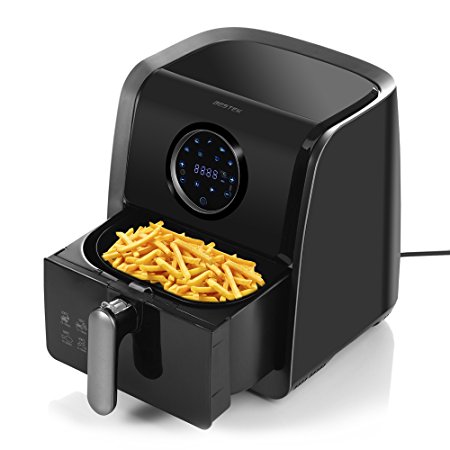 Air Fryer, BESTEK Electric Oil Free Air Fryers with 7 Bulid-in Cook Setting and Cookbook, Digital Timer & Adjustable Temperature(3.2L,1400W,Black)