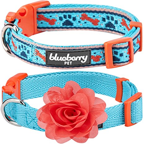 Blueberry Pet Pack of 2 Mix and Match Fashion Designer Dog Collars or Handmade Bowtie Set