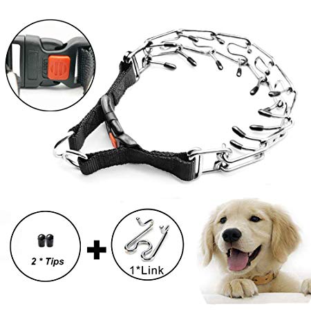 Supet Dog Prong Collar, Dog Choke Pinch Training Collar with Quick Release Snap Buckle for Small Medium Large Dogs(Packed with One Extra Links)
