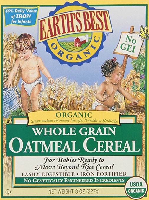 Earth's Best Organic Whole Grain Oatmeal Cereal, 8 Ounce