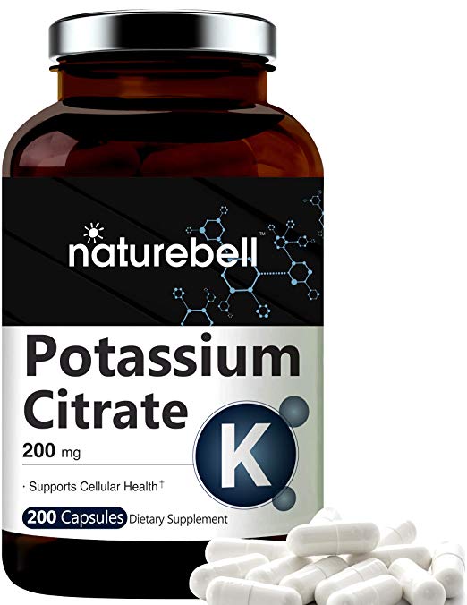 Maximum Strength Potassium Citrate 200mg, 200 Capsules, Strongly Promotes Vascular Health, No GMOs and Made in USA