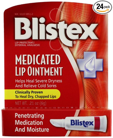 Blistex Medicated Lip Ointment, 0.21-Ounce Tubes (Pack of 24)