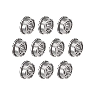 uxcell F683ZZ Flanged Ball Bearing 3x7x3mm Shielded Chrome Steel Bearings 10pcs