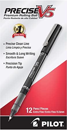 PILOT Precise V5 Stick Liquid Ink Rolling Ball Stick Pens, Extra Fine Point (0.5mm)