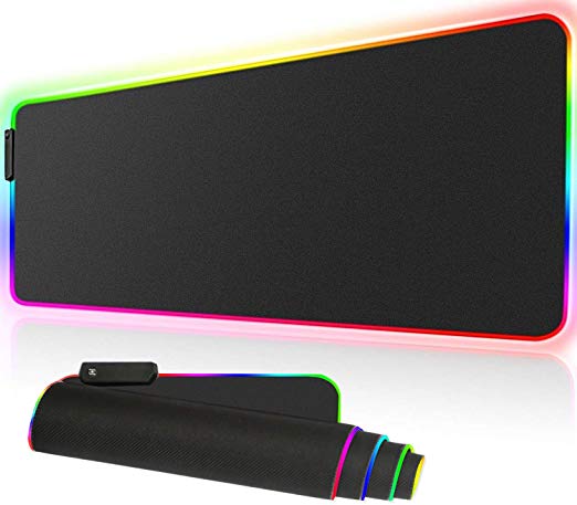 RGB Gaming Mouse Pad Large,90CM x 40CM 11 Lighting Mode Thick Glowing LED Extended Mousepad ，Non-Slip Rubber Base Computer Keyboard Pad Mat - CA 90x40 RGBhei