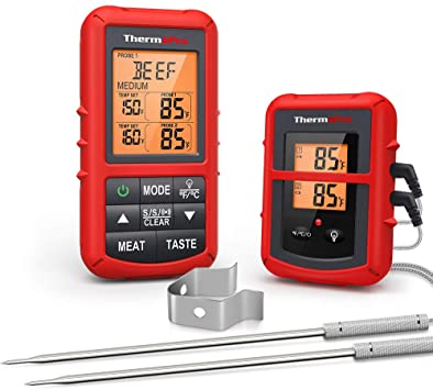 ThermoPro TP20B Wireless Remote Digital Cooking Food Meat Thermometer with Dual Probe for Smoker Grill BBQ Thermometer