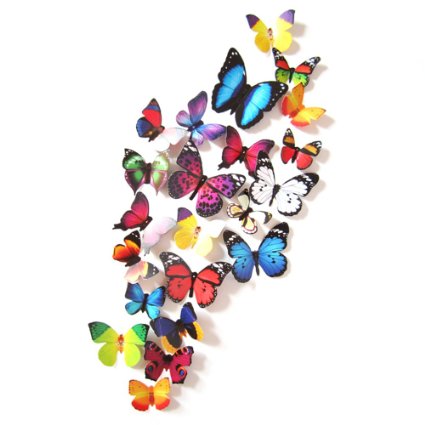 Prefer Green 2 X 19 PCS 3D Colorful Butterfly Wall Stickers DIY Art Decor Crafts (H-017 B)
