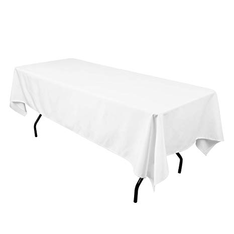 ABCCANOPY Tablecloth 60 x 126 Inch Rectangular Polyester Table Cover White