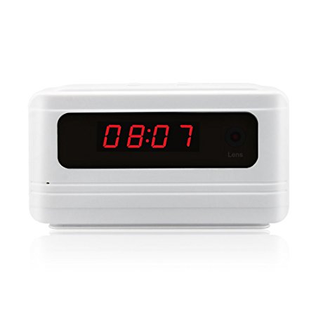 icemoon Spy Camera Alarm Clock Motion Activated Hidden Cam HD Video Camera (White)