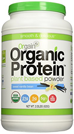 Orgain Organic Plant Based Protein Powder, Sweet Vanilla Bean, 2.03 Pound, 1 Count