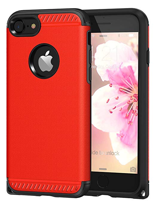 iPhone 7 Case,CHTech iPhone 8 Case Armor Shock Absorbing Dual Layer Case with Heavy Duty Drop Protection and Scratch Resistant Cover for Apple iPhone 7 / iPhone 8 - Red