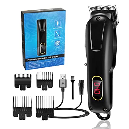 Hair Clippers for Men, Jane Choi Professional Hair Trimmer for Men/Kids/Baby/Barber, Haircut Barber Trimmer Kit with 4 Guide Combs Brush and Cordless USB Rechargeable LED Display