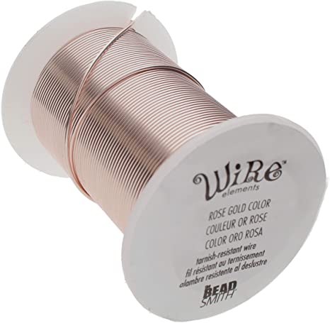 The Beadsmith Wire Elements 24-Gauge Lacquered Tarnish-Resistant Copper Wire for Jewelry Making, 30 Yard, 27.43 Meter Spool (Rose Gold)