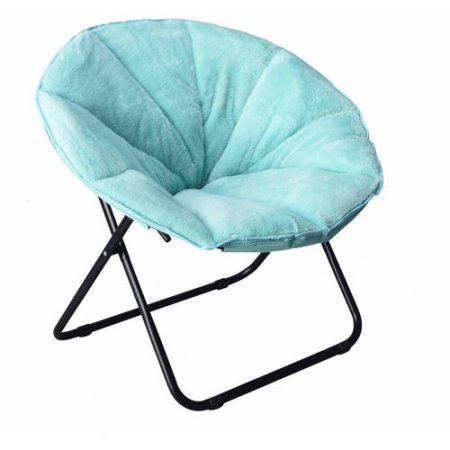 Mainstay Comfortable Faux Fur Plush Folding Saucer Chair, Spearmint