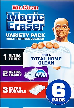 Mr. Clean Magic Eraser Variety Pack with Ultra Thick, Ultra Foamy, and Extra Durable Multi Purpose Cleaners, 6ct