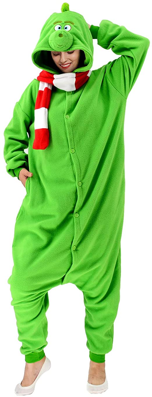 vavalad Adult Agrinchy Pajamas Cosplay Halloween Animal Christmas Sleepwear Jumpsuit Costume Women Men