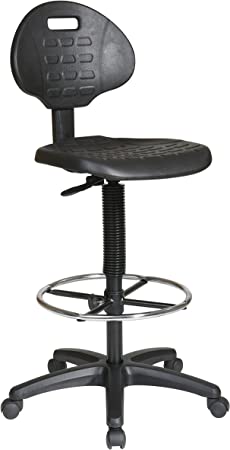 Office Star KH550 Urethane Seat and Back Contour Standard Drafting Chair with Adjustable Footrest, Black