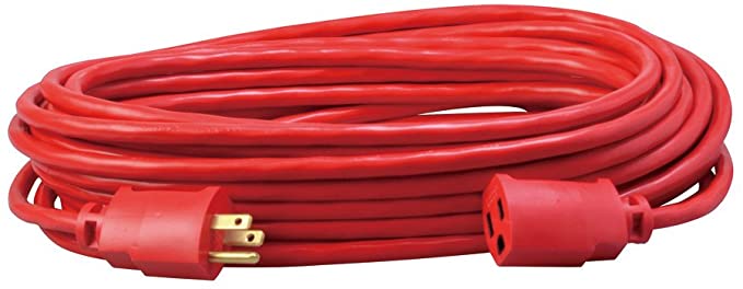 Southwire Coleman Cable 2408SW8804 24088804 14/3 SJTW Vinyl Outdoor Extension Cord, 50-Foot, Red, 50', Orange