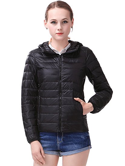 Miya Women's Packable Ultra light Weight Short Down Jacket Coat